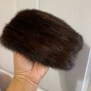 Vintage Mink hat has combs for hair